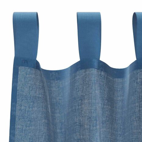 Gordijnen voile met roedezakken 2 st koningsblauw 5