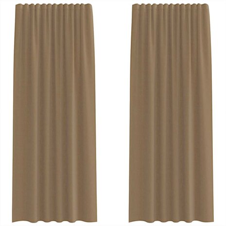 Gordijnen voile met roedezakken 2 st lichtbruin 2