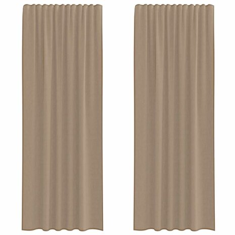 Gordijnen voile met roedezakken 2 st lichtbruin 2