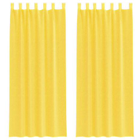 Gordijnen voile met roedezakken 2 st geel 2