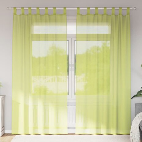 Gordijnen voile met lipje Top 2 st Appelgroen 1