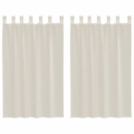 Gordijnen voile met Tab Top 2 st crèmekleurig 2