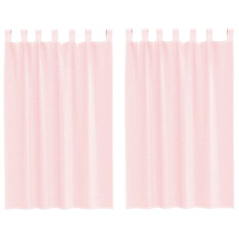 Gordijnen voile met lussen 2 st 140x175 cm lichtroze 2