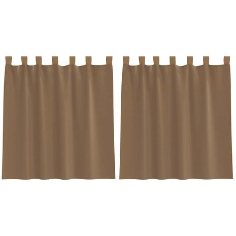Gordijnen voile met lussen 2 st 140x140 cm lichtbruin 2