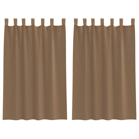 Gordijnen voile met lussen 2 st 140x175 cm lichtbruin 2