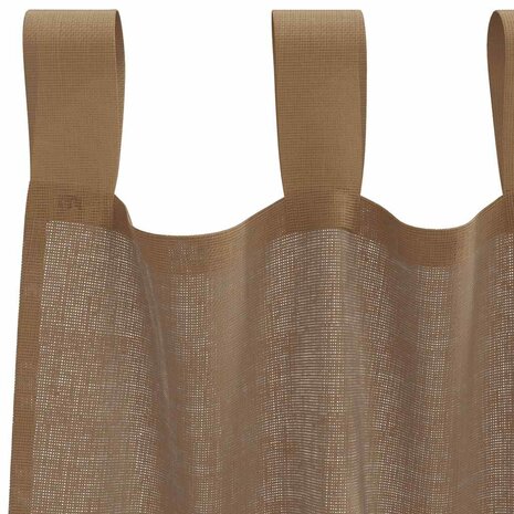 Gordijnen voile met lussen 2 st 140x175 cm lichtbruin 5