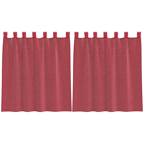 Gordijnen voile met lussen 2 st 140x140 cm wijnrood 2