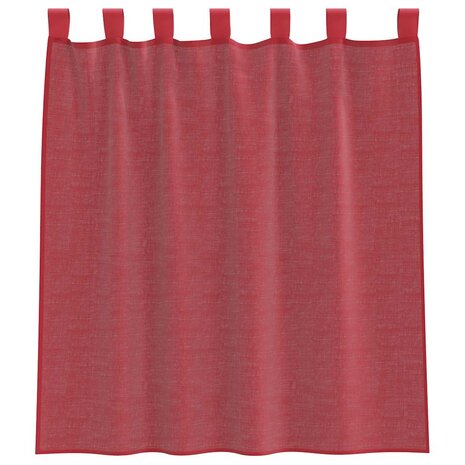 Gordijnen voile met lussen 2 st 140x140 cm wijnrood 4