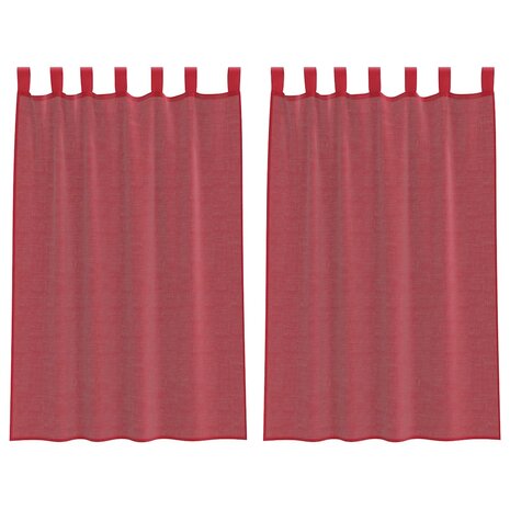 Gordijnen voile met lussen 2 st 140x175 cm wijnrood 2