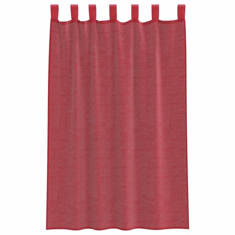 Gordijnen voile met lussen 2 st 140x175 cm wijnrood 4