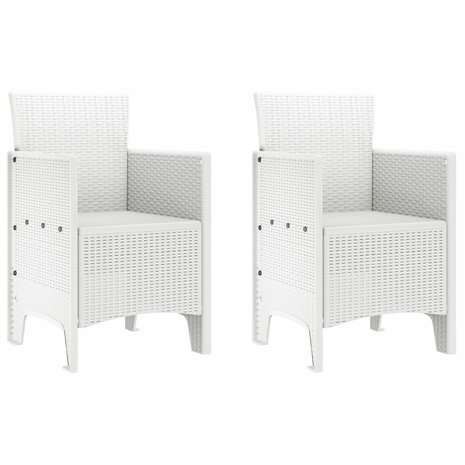 Tuinstoelen 2 stuks Witte Poly Rattan 2