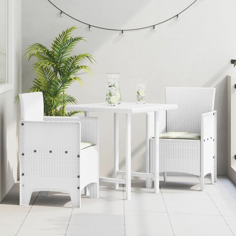 Tuinstoelen met kussens 2 stuks Witte Poly Rattan 1