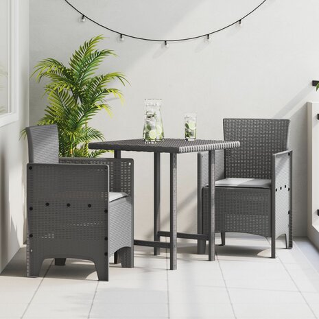 Tuinstoelen met Kussens 2 stuks Licht Grijs Poly Rattan 1