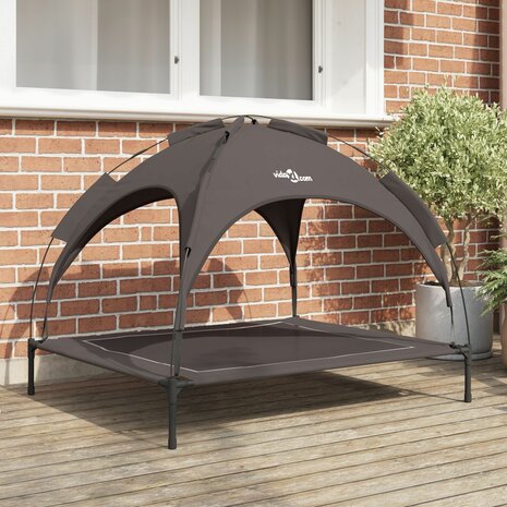 Verhoogd Hondenbed met Afneembaar Dak Bruin XL Staal 1