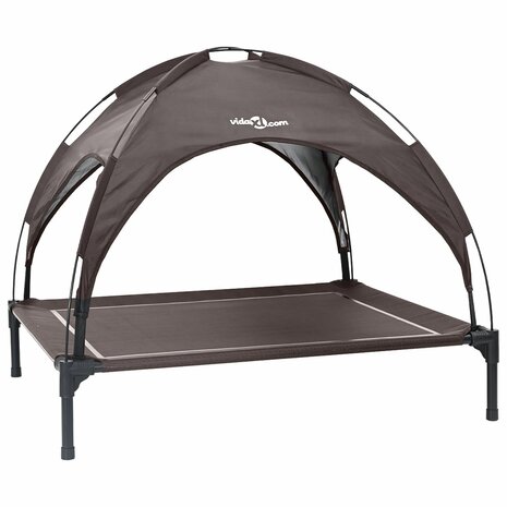 Verhoogd Hondenbed met Afneembaar Dak Bruin XL Staal 2