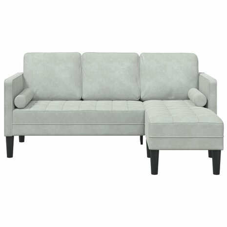 3-zitsbank met chaise L-vormig Lichtgrijs 160 cm Fluweel 2