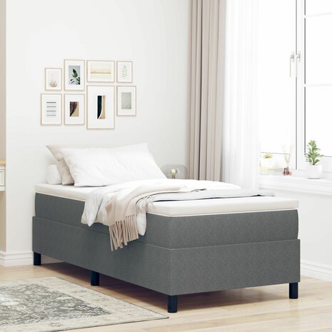 Boxspringbed ribfluweel lichtgrijs Single 1