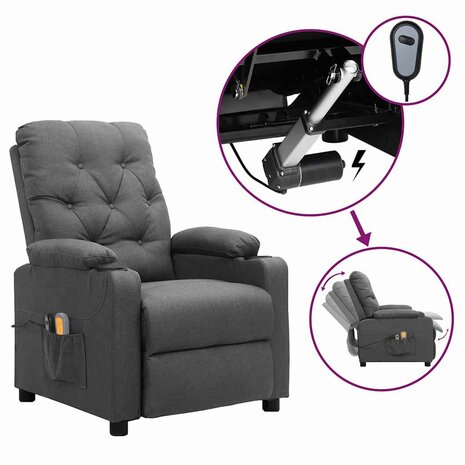 Massagestoel elektrisch stof lichtgrijs 1