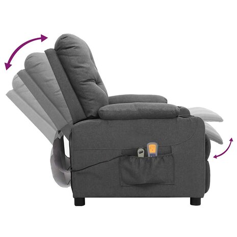 Massagestoel elektrisch stof lichtgrijs 6