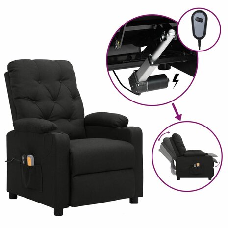 Massagestoel elektrisch stof zwart 1