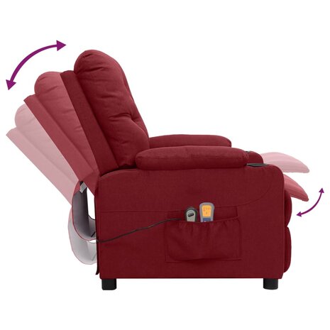 Massagestoel elektrisch stof wijnrood 6