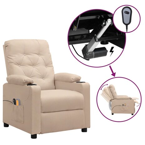 Massagestoel elektrisch stof crèmekleurig 1