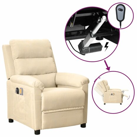 Massagestoel elektrisch stof crèmekleurig 1