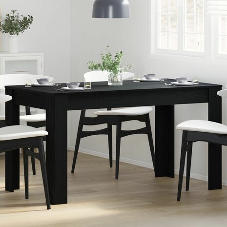 Eettafel Zwart Eiken 140x74,5x76 cm Geengineerd Hout 1