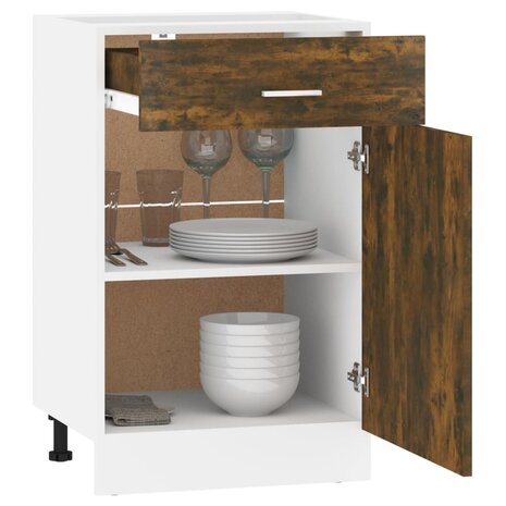 Onderkast met lade Lyon 50x46x81,5 cm bewerkt hout gerookt eiken 4