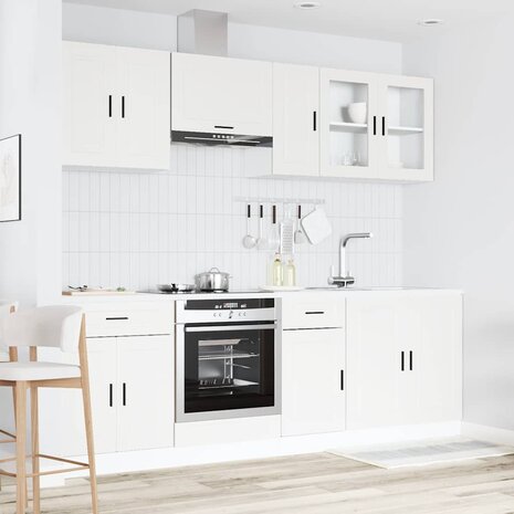 8-delige Keukenkastenset Porto bewerkt hout wit 3