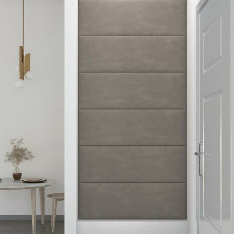 Wandpanelen 12 st 3,24 m² 90x30 cm fluweel lichtgrijs 4