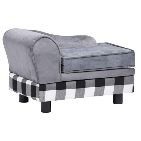 Hondenbank 57x34x36 cm pluche grijs 2