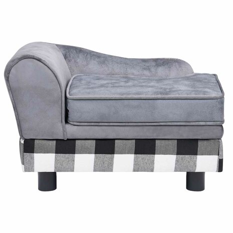 Hondenbank 57x34x36 cm pluche grijs 4