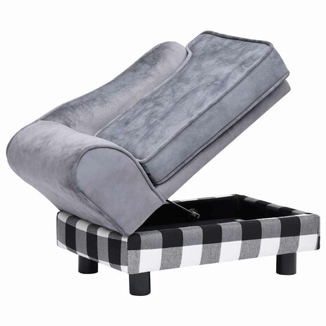 Hondenbank 57x34x36 cm pluche grijs 7