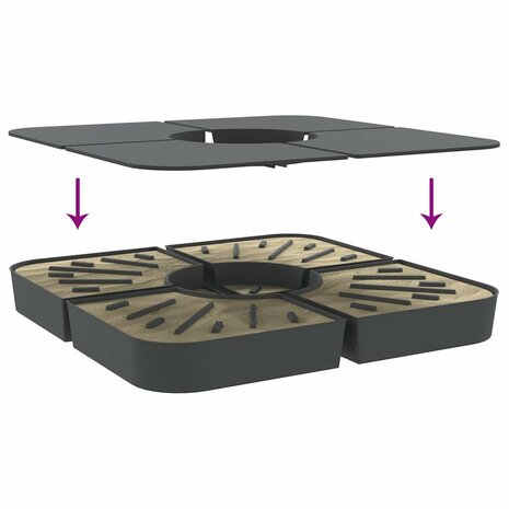 4-delige Set parasolvoeten voor kruisvoet parasol 100 kg PP 6