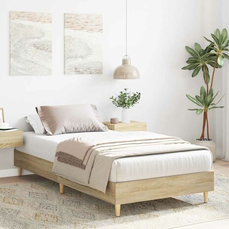 Bedframe zonder matras 75x190 cm spaanplaat sonoma eikenkleurig 3