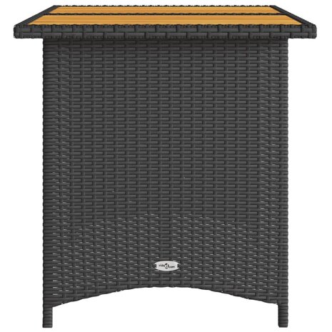 Tuintafel met houten blad 110x68x70 cm poly rattan zwart 5