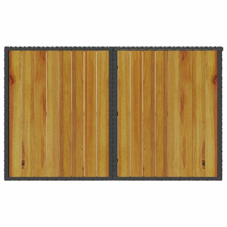Tuintafel met houten blad 110x68x70 cm poly rattan zwart 7