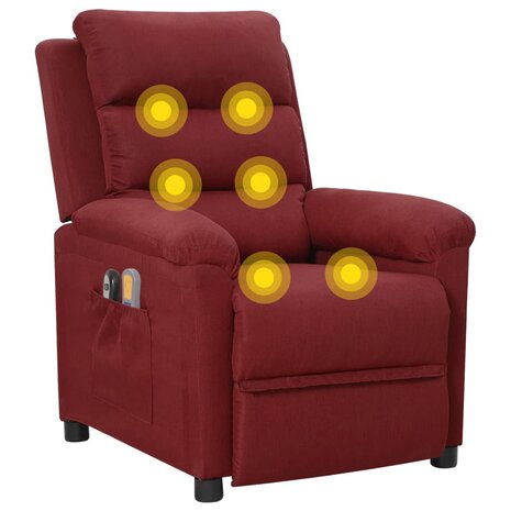 Massagestoel elektrisch stof wijnrood 9