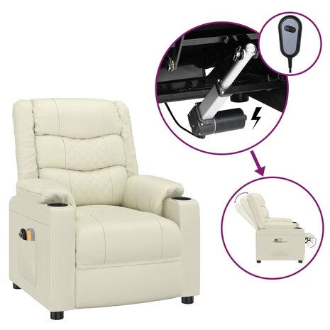 Massagestoel elektrisch kunstleer crèmekleurig 2