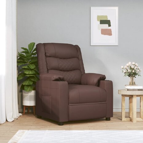 Massagestoel elektrisch kunstleer bruin 1