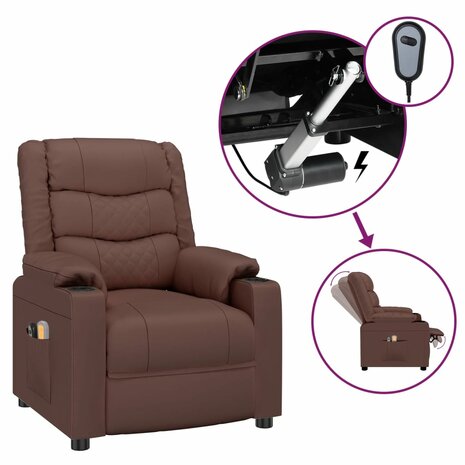 Massagestoel elektrisch kunstleer bruin 2