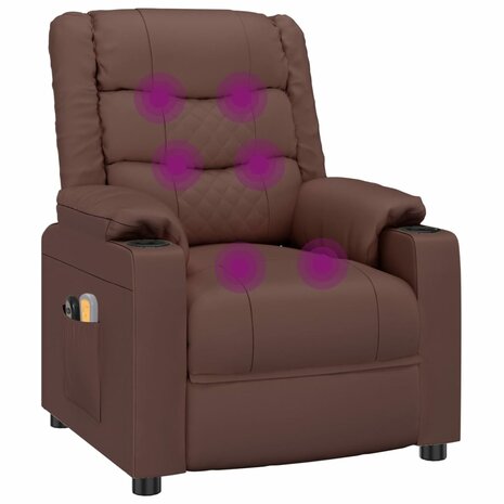 Massagestoel elektrisch kunstleer bruin 8