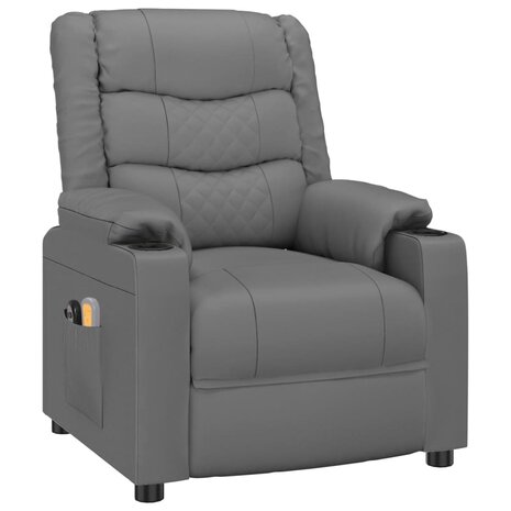 Massagestoel elektrisch kunstleer grijs 3