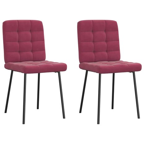 Eetkamerstoelen 2 st fluweel wijnrood 1