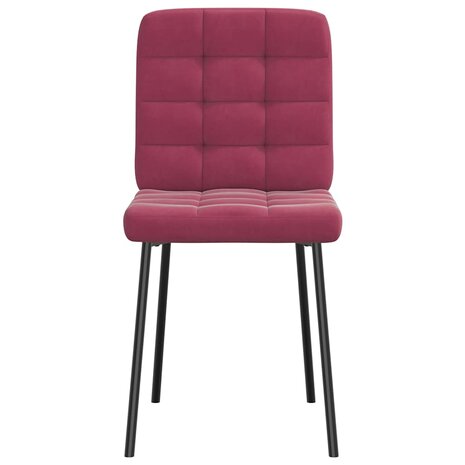 Eetkamerstoelen 2 st fluweel wijnrood 4