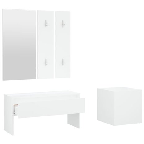 Garderobe set bewerkt hout wit 5