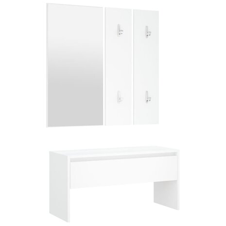 Garderobe set bewerkt hout wit 6