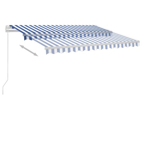Luifel vrijstaand handmatig uittrekbaar 350x250 cm blauw en wit 6