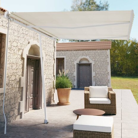 Luifel vrijstaand handmatig uittrekbaar 350x250 cm crèmekleurig 1